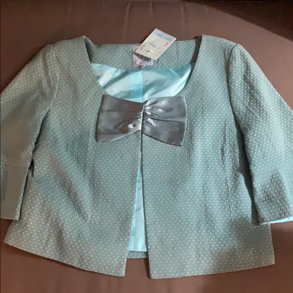 T. Blue Jacket w satin bow(Designer size run small - Picture 1 of 3